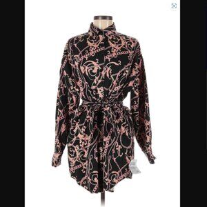 ASOS long sleeve snap close shirt dress in abstract print sz 6 NWT   /B1